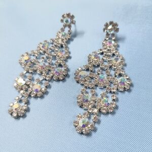 Elegant Silver Crystal Drop Earrings